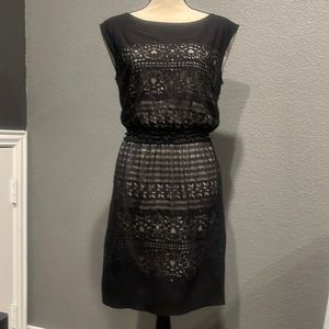 Max Studio sheer illusion midi dress